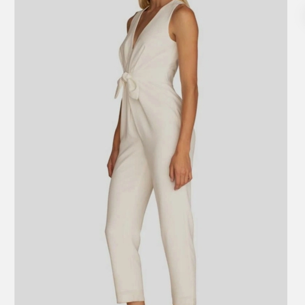 Trina Turk White Tie Waist Jumpsuit Sz 8 - Picture 5 of 11